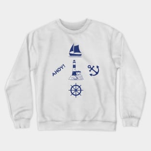 Sailing Illustrative Design Navy Blue Crewneck Sweatshirt